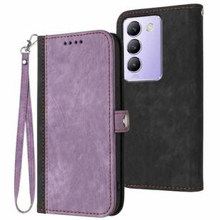 For vivo Y100 5G IDN/Y200e 5G Global Side Buckle Double Fold Hand Strap Leather Phone Case(Purple)