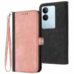 For vivo V29 5G Global/V29 Pro Side Buckle Double Fold Hand Strap Leather Phone Case(Pink)