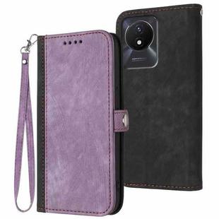 For vivo Y02A 4G/Y02 4G/Y11 2023/Y02t Side Buckle Double Fold Hand Strap Leather Phone Case(Purple)