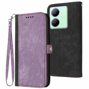 For vivo Y36 5G Global/Y36 4G Global Side Buckle Double Fold Hand Strap Leather Phone Case(Purple)