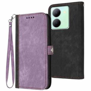 For vivo Y27 5G/Y36 4G Global Side Buckle Double Fold Hand Strap Leather Phone Case(Purple)