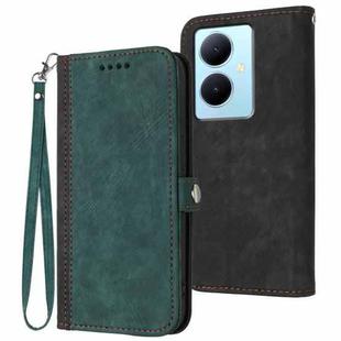 For vivo Y78+ 5G Global/Y78 5G Global Side Buckle Double Fold Hand Strap Leather Phone Case(Dark Green)