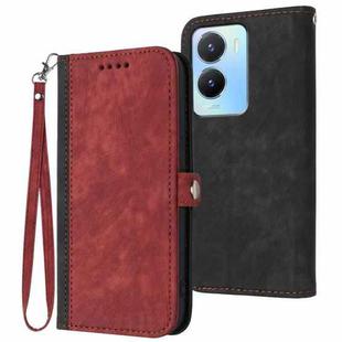 For vivo Y56 5G Global/Y16 4G Global Side Buckle Double Fold Hand Strap Leather Phone Case(Red)