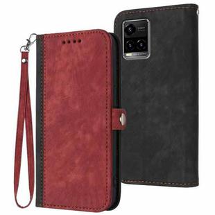 For vivo Y33s 4G Global/Y21/Y21s/Y21t Side Buckle Double Fold Hand Strap Leather Phone Case(Red)