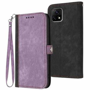 For vivo Y52s 5G/iQOO U3/Y31s 5G Side Buckle Double Fold Hand Strap Leather Phone Case(Purple)