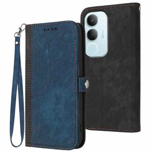 For vivo Y19s Global Side Buckle Double Fold Hand Strap Leather Phone Case(Royal)