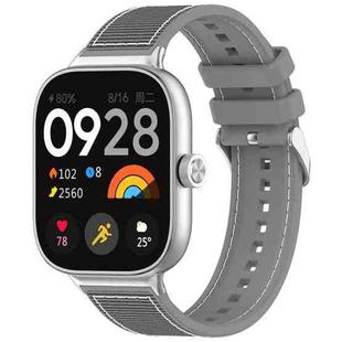 For Xiaomi Mi Band 8 Pro / Redmi Watch 4 Ordinary Buckle Hybrid Nylon Braid Silicone Watch Band(Grey)