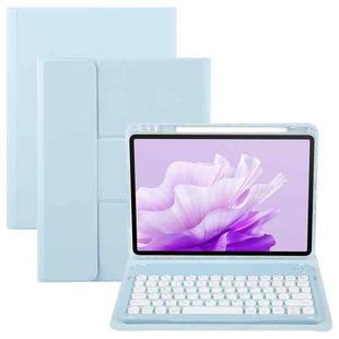For Huawei MatePad Air 11.5 Round Button Bluetooth Keyboard Rotatable Holder Leather Case(Sky Blue)