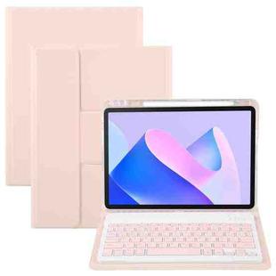 For Huawei MatePad 11 2023 / 2021 Square Button Backlight Bluetooth Keyboard Rotatable Holder Leather Case(Rose Gold)