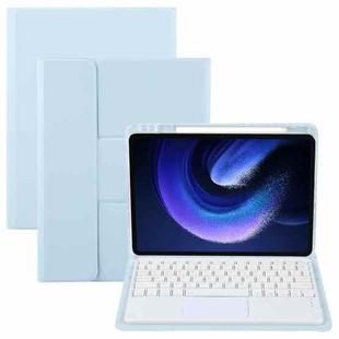 For Xiaomi Pad 6 Square Button Bluetooth Keyboard Rotatable Holder Leather Case with Touchpad(Sky Blue)