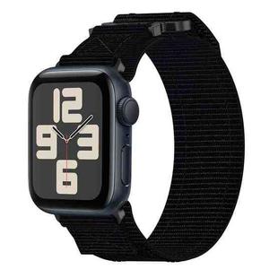 For Apple Watch SE 2023 44mm Nylon Hook And Loop Fastener Watch Band(Black)