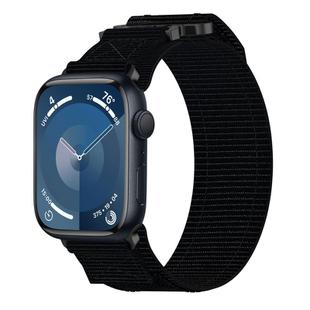 For Apple Watch Series 9 41mm Nylon Hook And Loop Fastener Watch Band(Black)