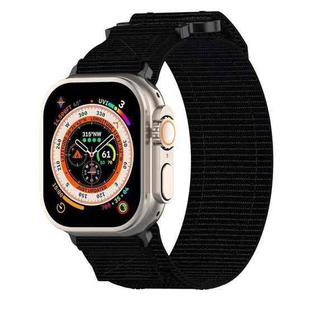 For Apple Watch SE 2022 44mm Nylon Hook And Loop Fastener Watch Band(Black)
