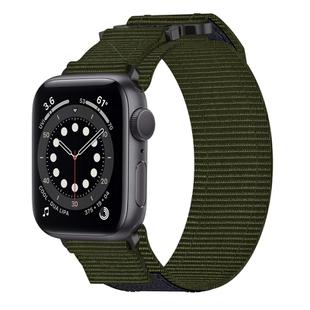 For Apple Watch Series 6 44mm Nylon Hook And Loop Fastener Watch Band(Army Green)