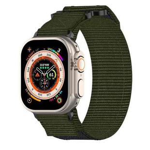 For Apple Watch Series 5 44mm Nylon Hook And Loop Fastener Watch Band(Army Green)