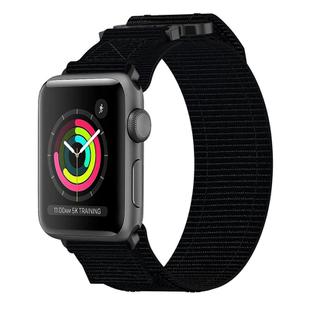 For Apple Watch Series 3 38mm Nylon Hook And Loop Fastener Watch Band(Black)