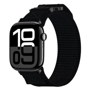 For Apple Watch Series 10 46mm Nylon Hook And Loop Fastener Watch Band(Black)