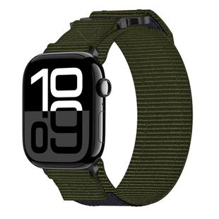 For Apple Watch Series 10 46mm Nylon Hook And Loop Fastener Watch Band(Army Green)