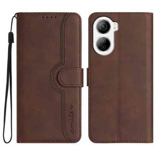 For ZTE Libero 5G IV Heart Pattern Skin Feel Leather Phone Case(Brown)
