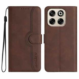 For ZTE Blade V70 Heart Pattern Skin Feel Leather Phone Case(Brown)
