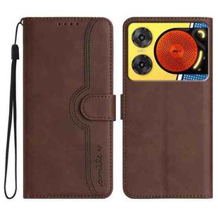For ZTE nubia Music 2 Heart Pattern Skin Feel Leather Phone Case(Brown)