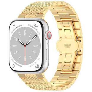 For Apple Watch Ultra 2 49mm Twill Stainless Steel Watch Band(Gold)