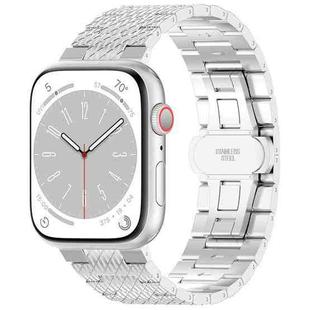For Apple Watch Series 8 41mm Twill Stainless Steel Watch Band(Silver)