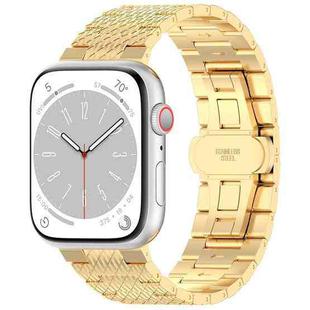 For Apple Watch Series 7 45mm Twill Stainless Steel Watch Band(Gold)