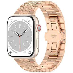 For Apple Watch Series 2 42mm Twill Stainless Steel Watch Band(Rose Gold)