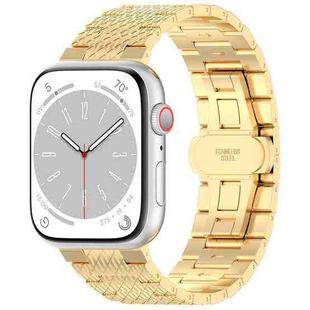 For Apple Watch 42mm Twill Stainless Steel Watch Band(Gold)