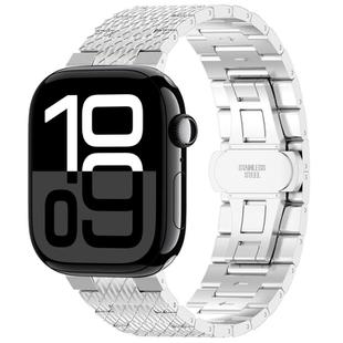 For Apple Watch Series 10 46mm Twill Stainless Steel Watch Band(Silver)