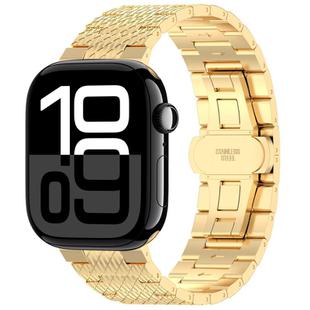 For Apple Watch Series 10 46mm Twill Stainless Steel Watch Band(Gold)