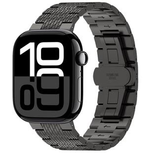 For Apple Watch Series 10 42mm Twill Stainless Steel Watch Band(Black)