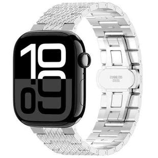 For Apple Watch Series 10 42mm Twill Stainless Steel Watch Band(Silver)