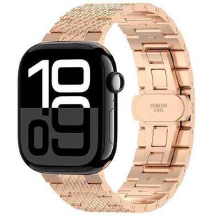 For Apple Watch Series 10 42mm Twill Stainless Steel Watch Band(Rose Gold)