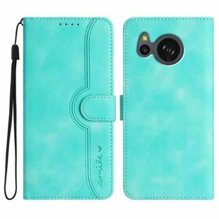 For Sharp Aquos sense8/SHC11/SH-54D Heart Pattern Skin Feel Leather Phone Case(Light Blue)