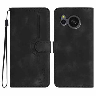 For Sharp Aquos sense8/SHC11/SH-54D Heart Pattern Skin Feel Leather Phone Case(Black)