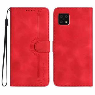 For Sharp Aquos Sense 6/Aquos Sense6s Heart Pattern Skin Feel Leather Phone Case(Red)