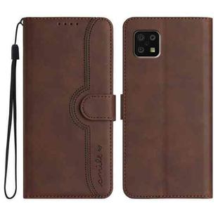 For Sharp Aquos Sense 6/Aquos Sense6s Heart Pattern Skin Feel Leather Phone Case(Brown)