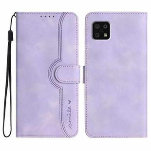 For Sharp Aquos Sense 6/Aquos Sense6s Heart Pattern Skin Feel Leather Phone Case(Purple)