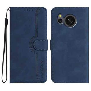 For Sharp Aquos sense7/SH-53C/SHG10 Heart Pattern Skin Feel Leather Phone Case(Royal Blue)