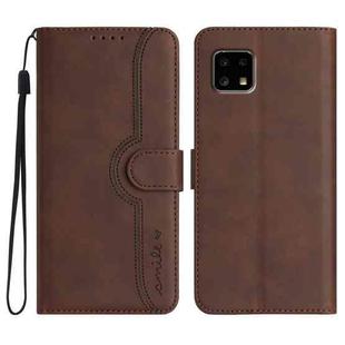 For Sharp Aquos sense4 4G/5G/Sense4 Lite Heart Pattern Skin Feel Leather Phone Case(Brown)