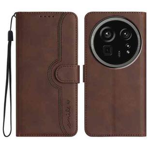 For Sharp Aquos R9 Pro Heart Pattern Skin Feel Leather Phone Case(Brown)