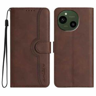 For Sharp Aquos R10 Heart Pattern Skin Feel Leather Phone Case(Brown)