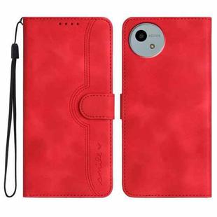 For Sharp Aquos wish5 Heart Pattern Skin Feel Leather Phone Case(Red)