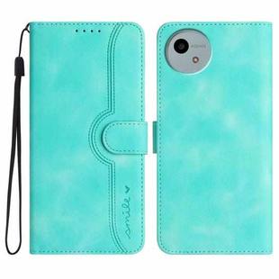 For Sharp Aquos wish5 Heart Pattern Skin Feel Leather Phone Case(Light Blue)