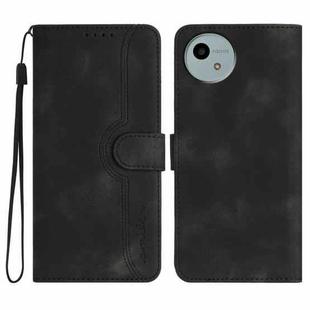 For Sharp Aquos wish5 Heart Pattern Skin Feel Leather Phone Case(Black)