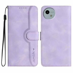 For Sharp Aquos wish5 Heart Pattern Skin Feel Leather Phone Case(Purple)
