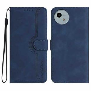 For Sharp Aquos wish5 Heart Pattern Skin Feel Leather Phone Case(Royal Blue)