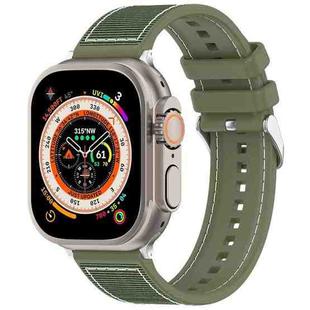 For Apple Watch Ultra 49mm Ordinary Buckle Hybrid Nylon Braid Silicone Watch Band(Green)